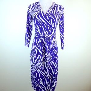 Diane Von Furstenberg purple animal print wrap classic long sleeve dress 4